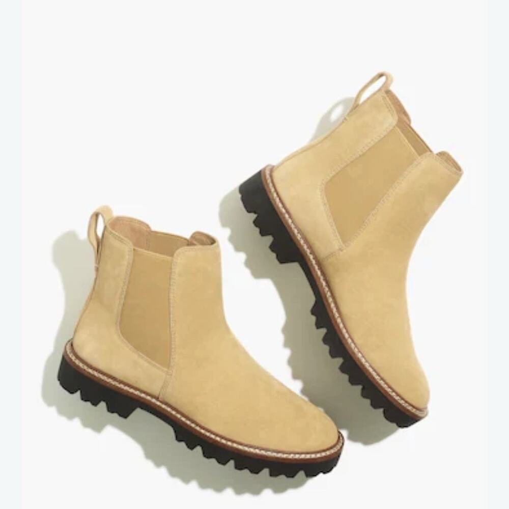 NEW Madewell The City Walk Lug Sole Chelsea Boot Tan Suede Size 7